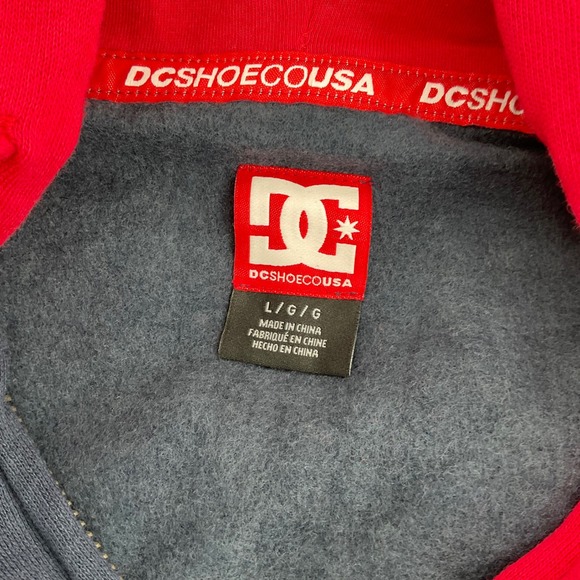 DC Shoes USA Mens Colorblock Zip Hoodie‎ Size L Red Navy White Style EDYFT03422 - Picture 6 of 8
